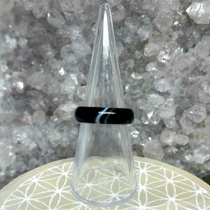 Black Agate Stone Band Ring